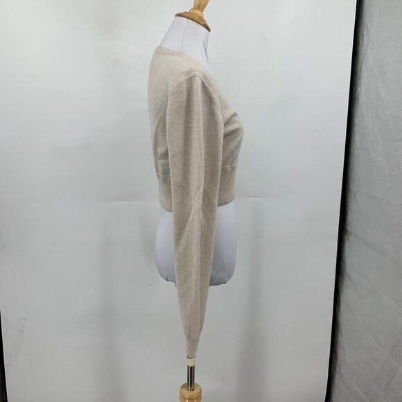 Loulou Studio Cardigan Womens M Medium Beige Batiki Cashmere Cropped Button Up - Picture 6 of 15